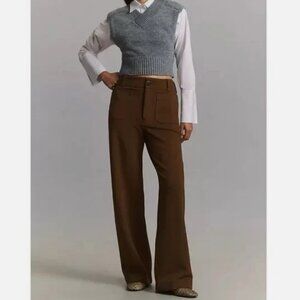 Anthropologie Maeve The Colette Knit Full-Length Wide-Leg Pants Brown 29 NWT